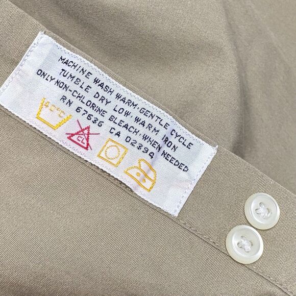 Yves Saint Laurent Button Up Shirt YSL Vintage Men's 15 32-33 Tan Long Sleeve - Picture 9 of 11